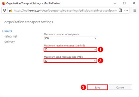 exchange online attachment size limit.